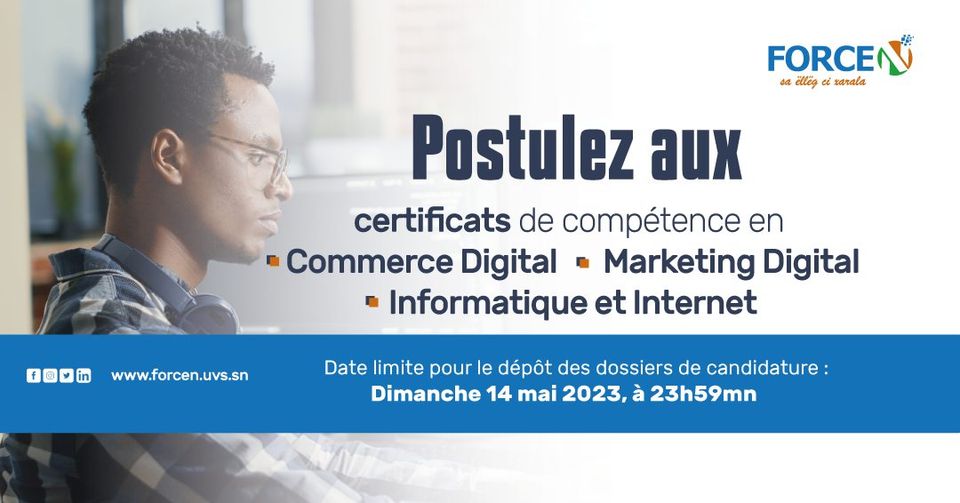 Le Programme FORCE-N vient de lancer un appel à candidatures pour trois (3) certificats de compétence