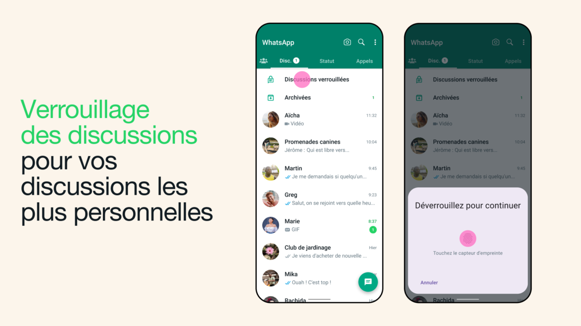 WhatsApp permet le verrouillage des discussions pour rendre vos conversations encore plus privées