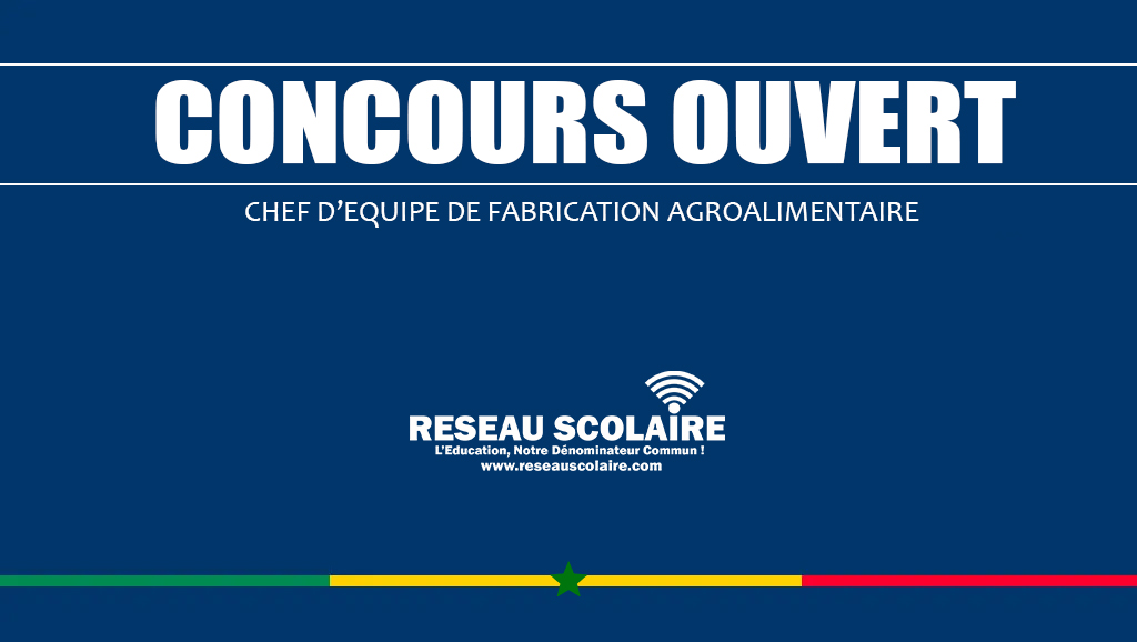 24. CONCOURS CHEF D’EQUIPE DE FABRICATION AGROALIMENTAIRE