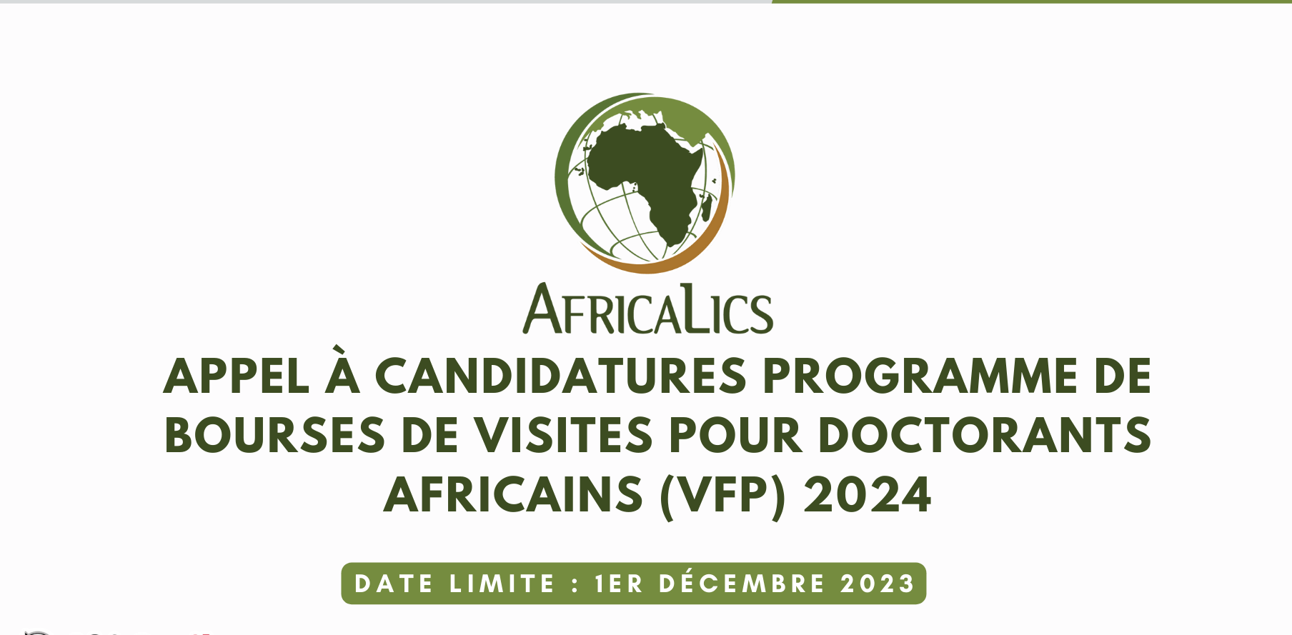Appel à candidatures programme de bourses de visites pour doctorants africains (VFP) 2024