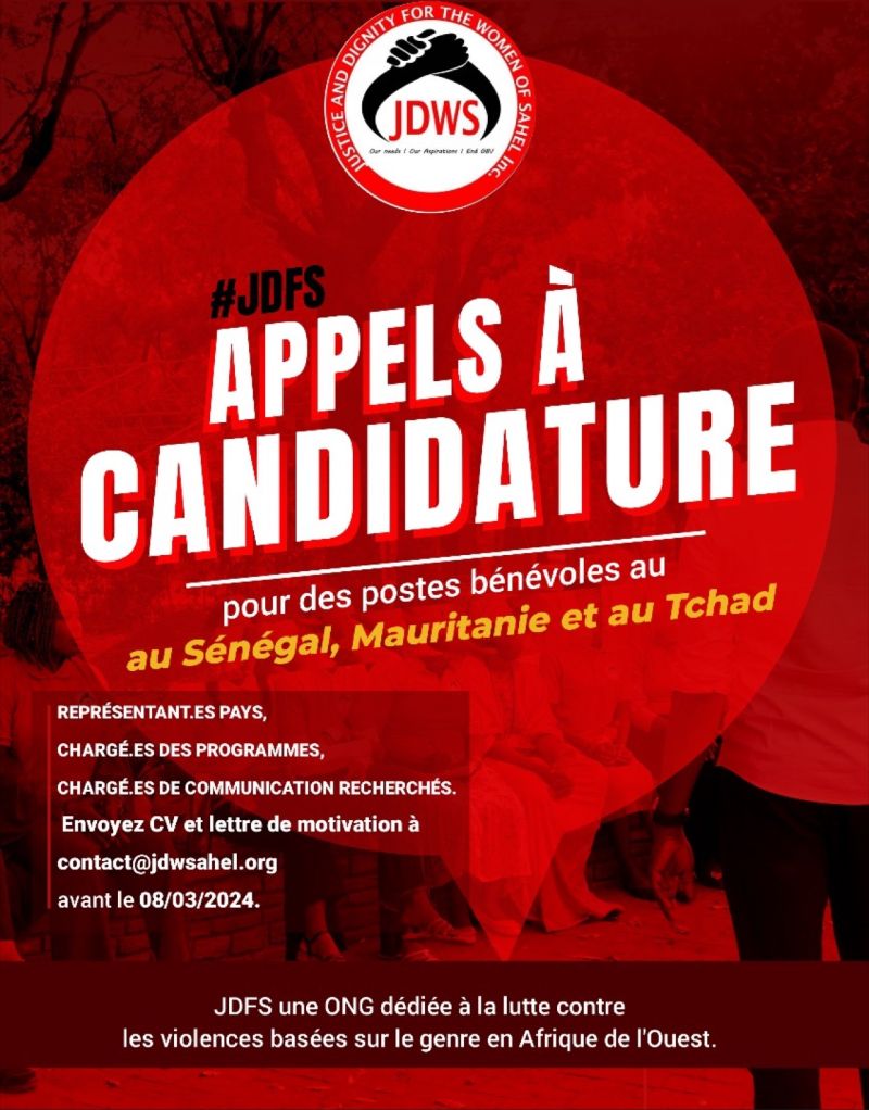 Appel à Candidature : Représentant.es Pays Bénévoles, Chargé.es des Programmes et Chargé.es de Communication au Sénégal, au Tchad et en Mauritanie.