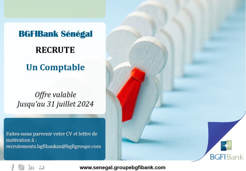 Offre d'Emploi : BGFIBank Sénégal recrute un(e) comptable