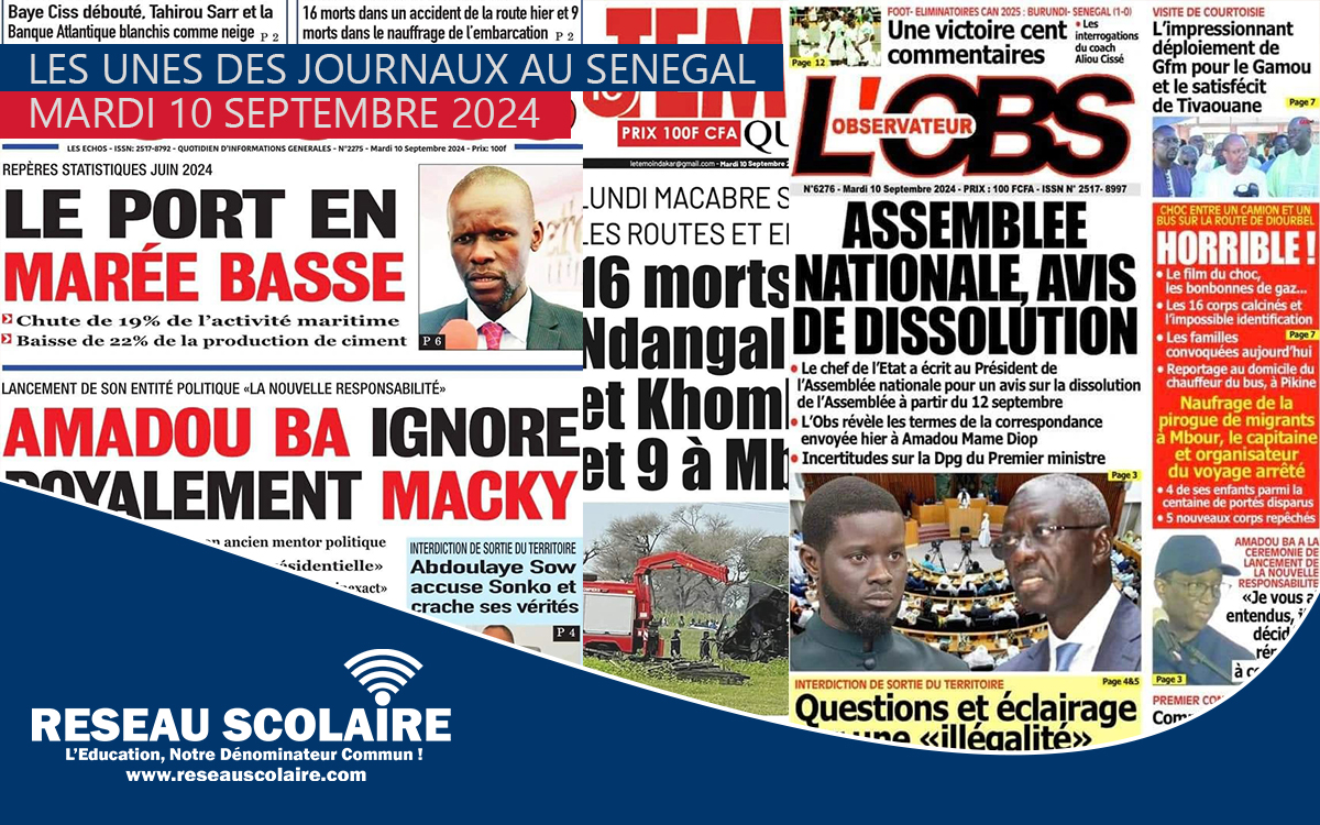 Les Unes des quotidiens du mardi 10 septembre 2024