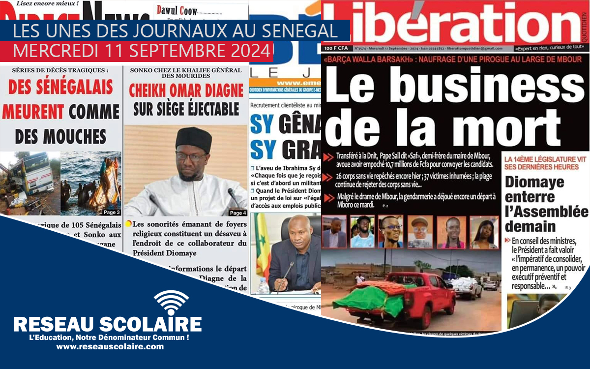 Les Unes des quotidiens du mercredi 11 septembre 2024
