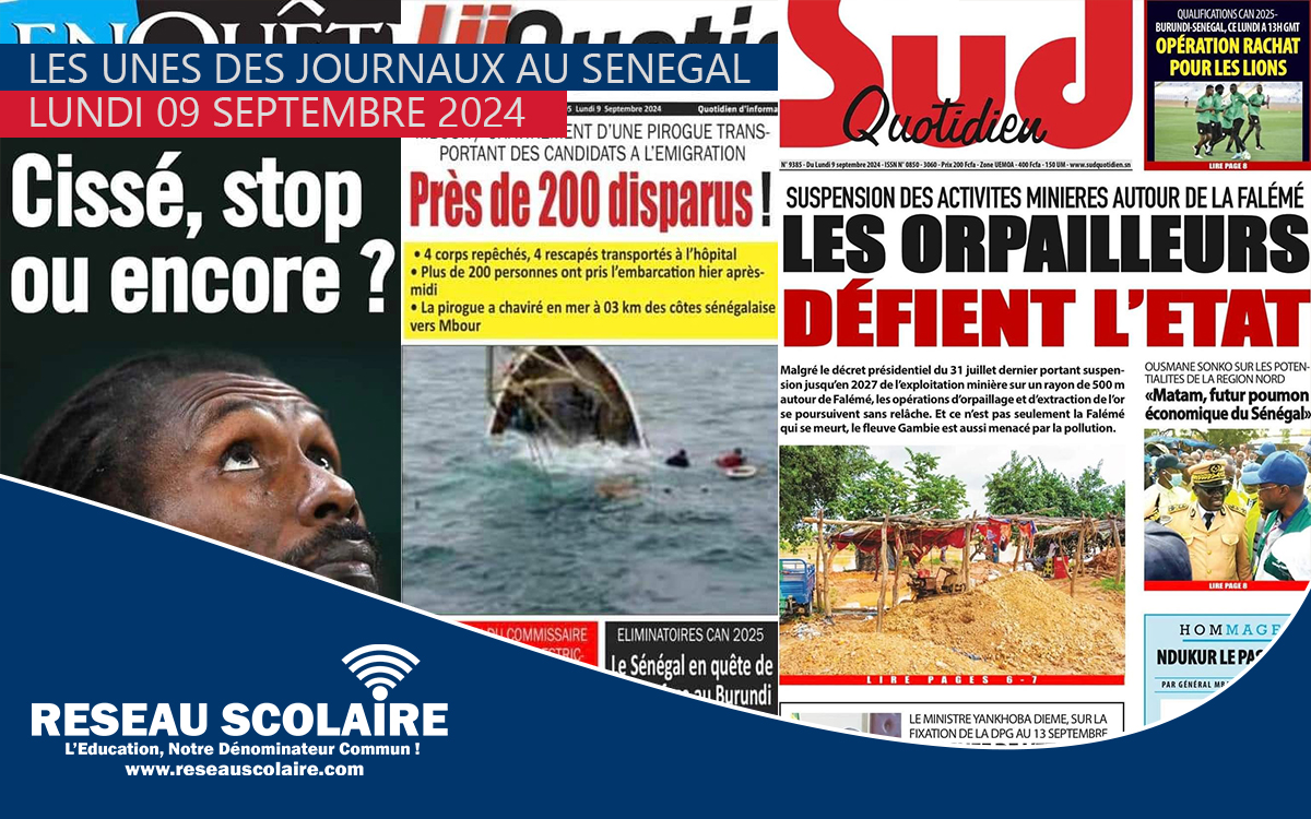 Les Unes des quotidiens du lundi 9 septembre 2024
