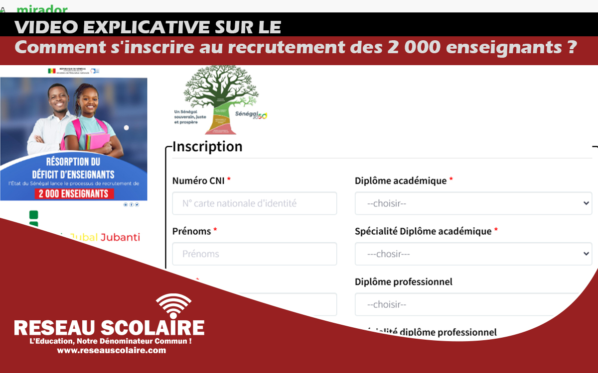 Vidéo explicative pour apprendre à s'inscrire sur le site de recrutement des 2 000 enseignants.