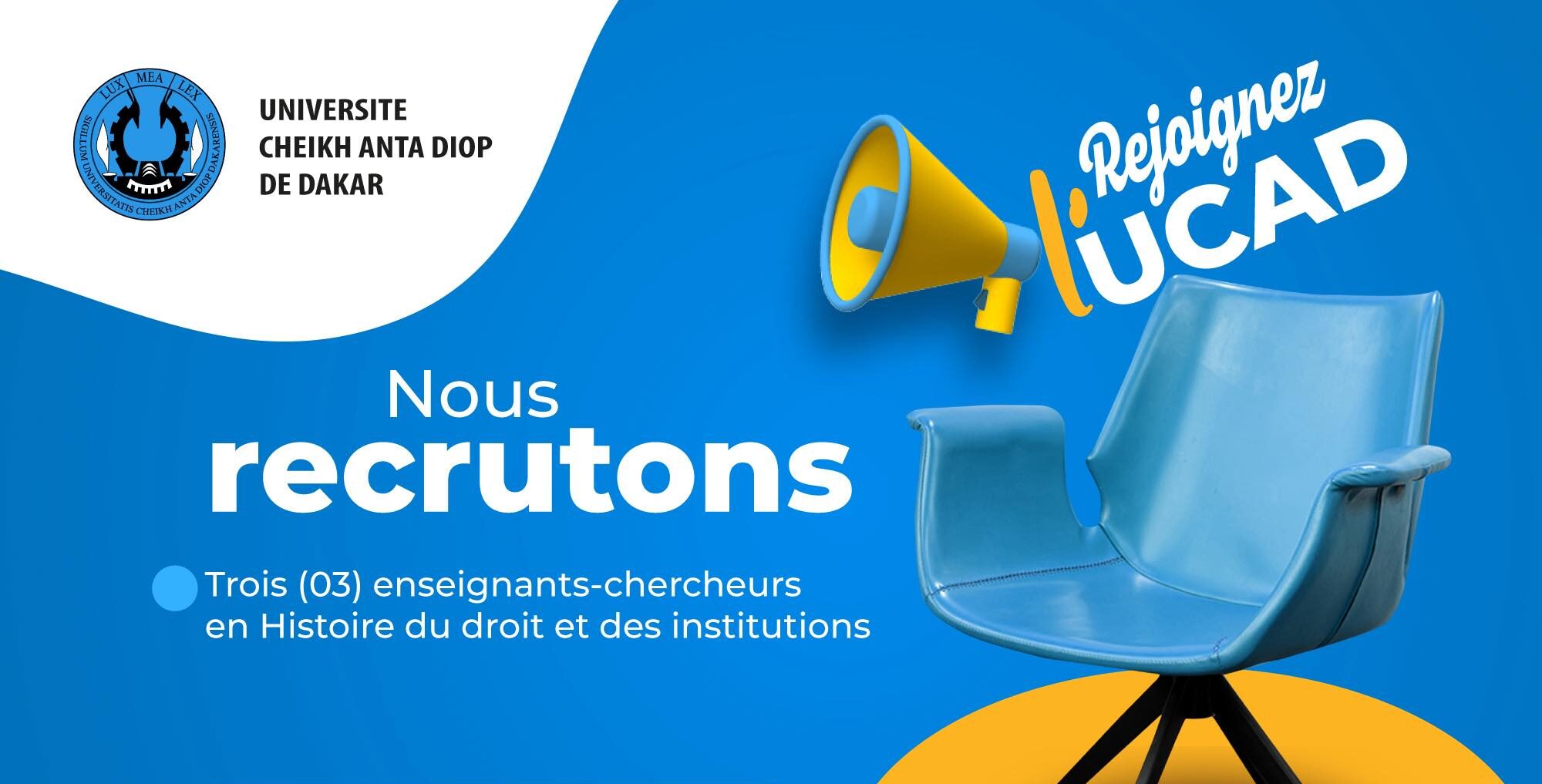 UCAD recrute 3 enseignants-chercheurs